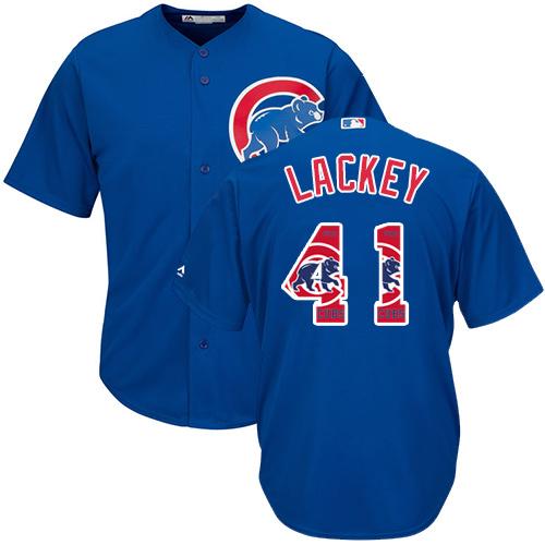Cubs #41 John Lackey Blue Team Logo Fashion Stitched MLB Jersey - Click Image to Close